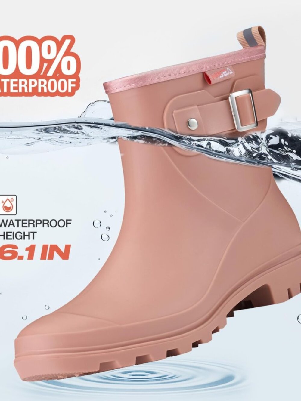 Women's Waterproof Short Rain Boots Ankle Rubber Garden Shoes - Picture 4 of 8